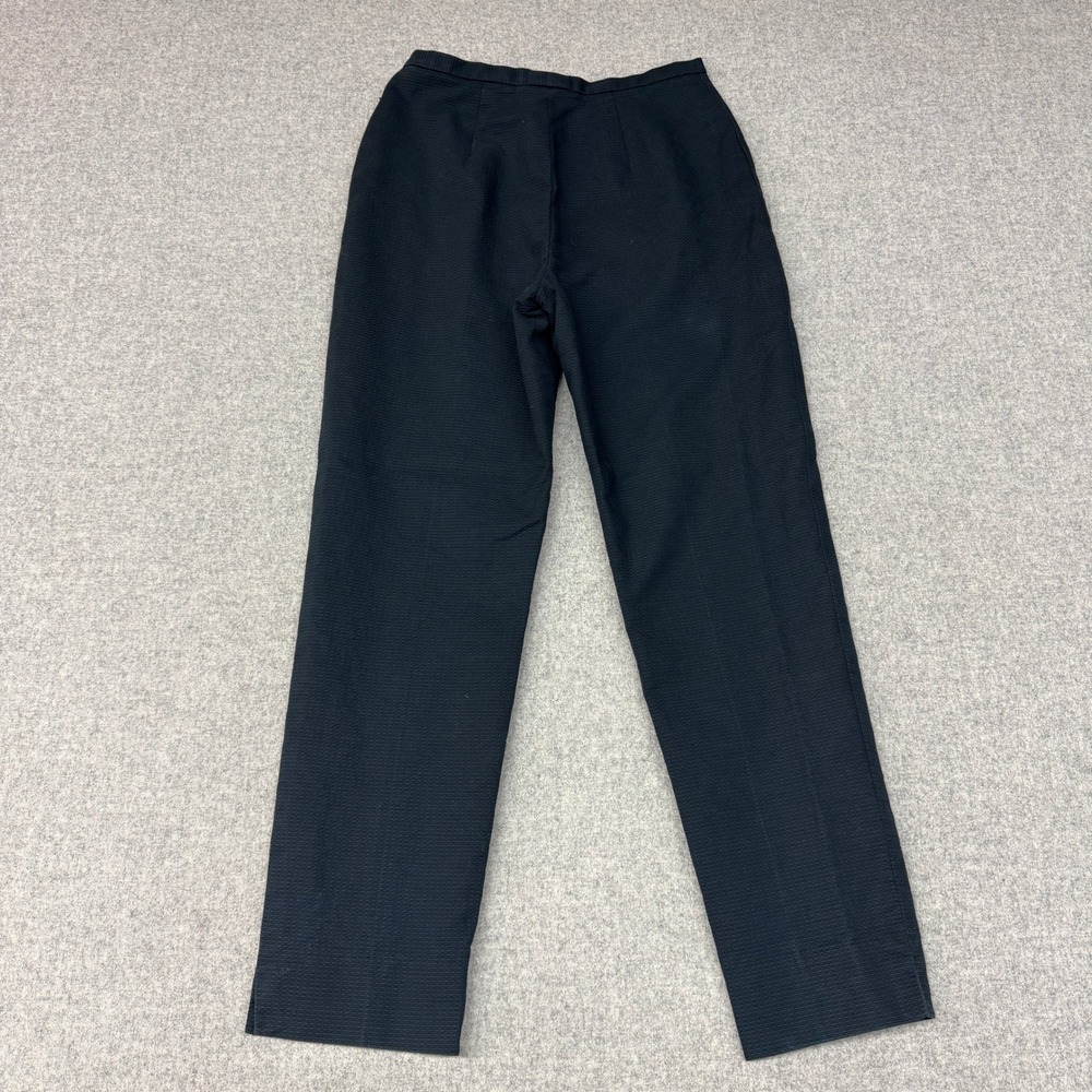 Carlisle Dress Pants Size 8 Black Textured Cotton Lined Straight Leg Trousers - Picture 8 of 9